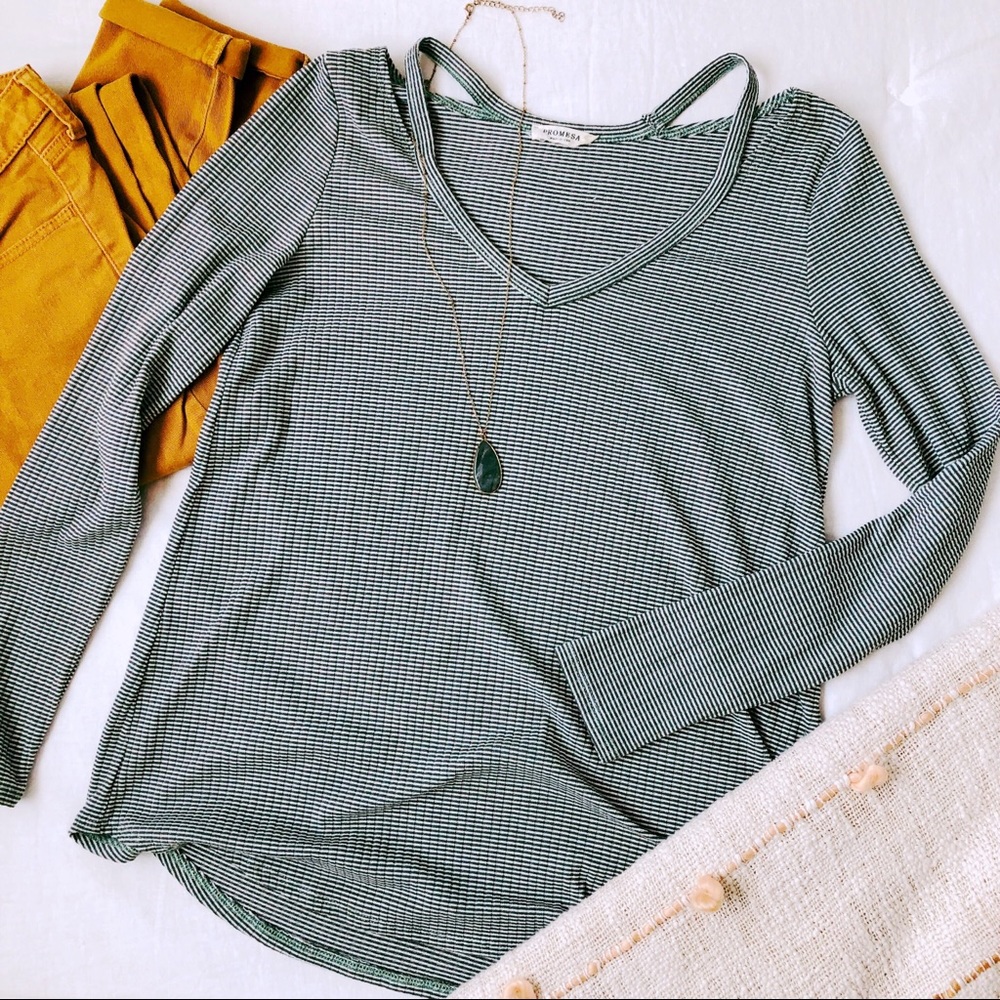 Promesa Striped Ribbed Long Sleeve Shirt